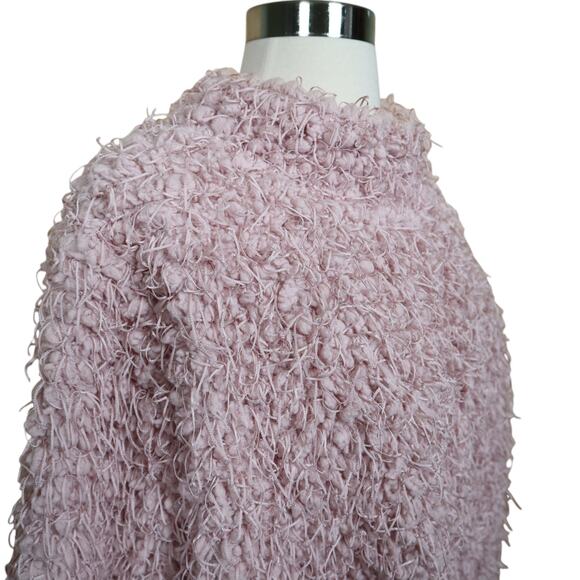 Vince Camuto Womens Teddy Knit Mock Neck Sweater Size XL Blush Pink Shaggy Boxy - Picture 4 of 11